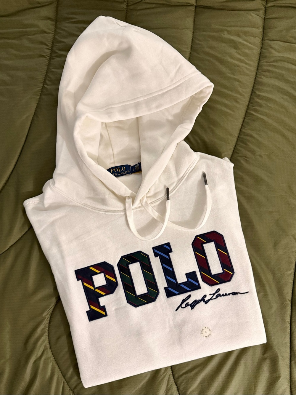 POLO by Ralph Lauren White Hoodie collegiate style embroidered logo